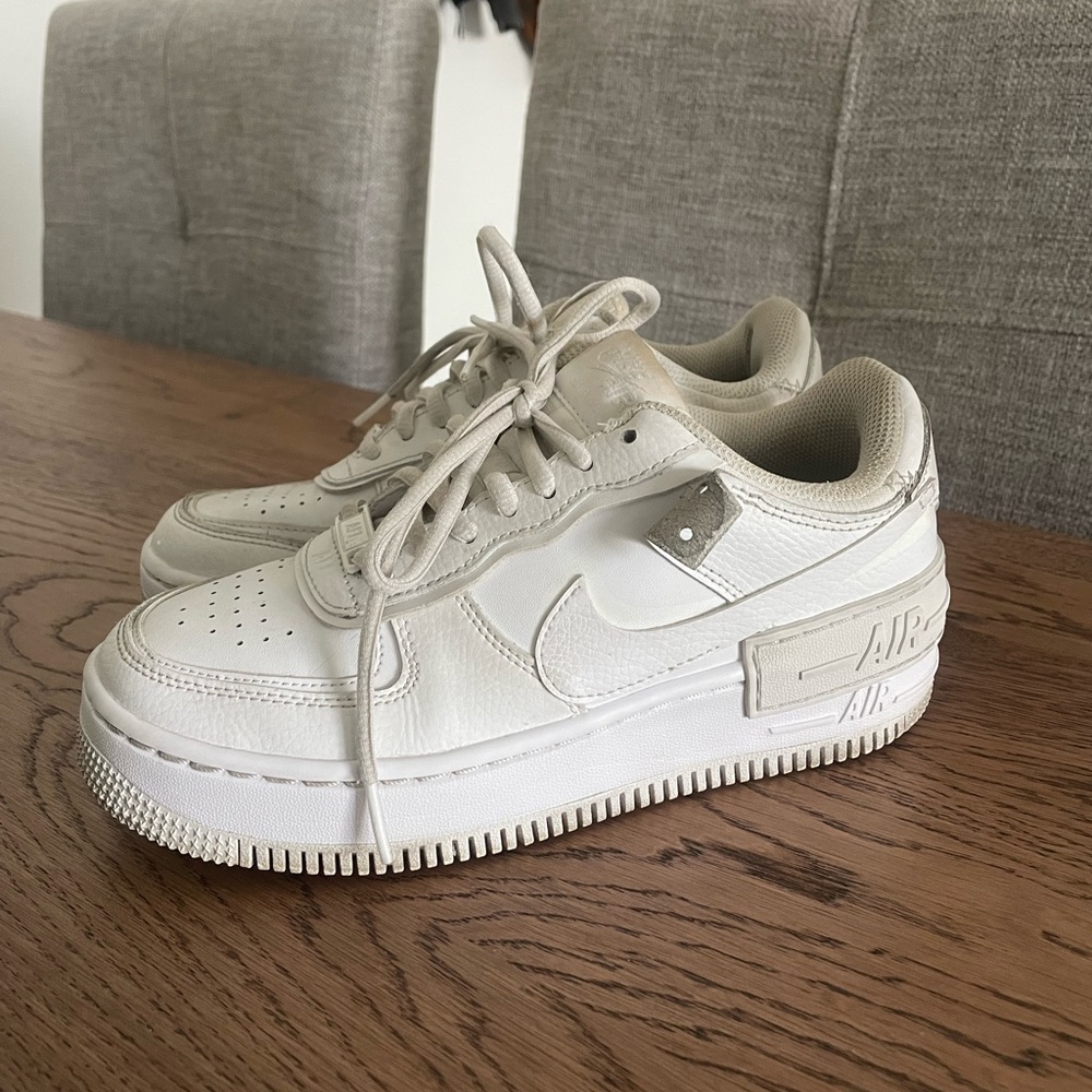 White Nike Air Force 1 shadows